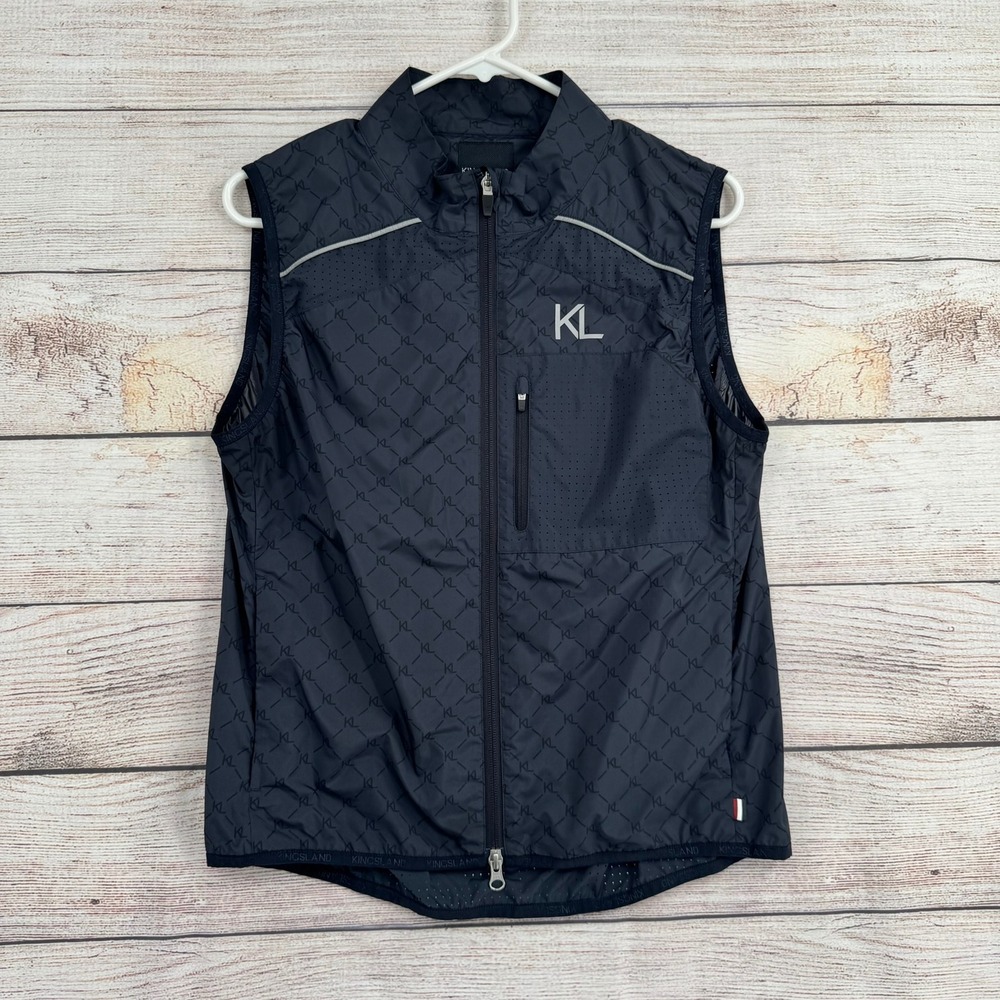 Kingsland Equestrian Vest Mens M Navy Blue Monogram Full Zip Breathable Active‎